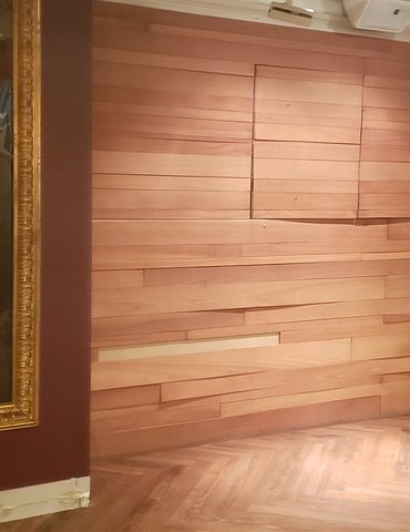 Unique wood walls for Porta by Philadelphia Flooring Solutions in Philadelphia, PA